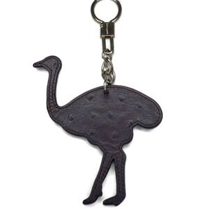 KATE SPADE NY RARE! Dark purple OSTRICH LEATHER EMBOSSED KEYRING KEY FOB RING